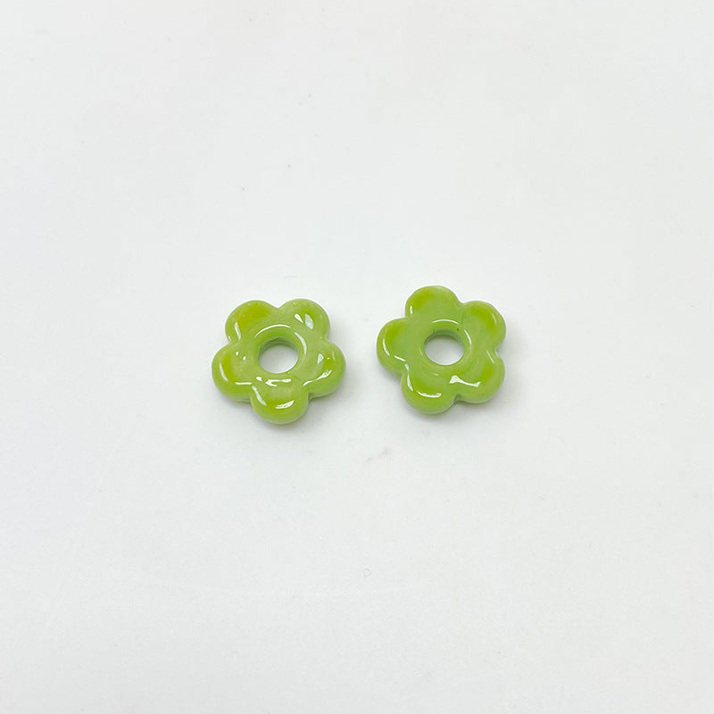 Lampwork Glass Beads Five Petal Flower 15mm Solid Color 10pcs 9