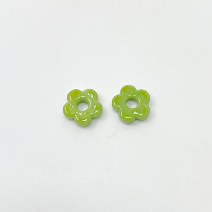 Lampwork Glass Beads Five Petal Flower 15mm Solid Color 10pcs 9