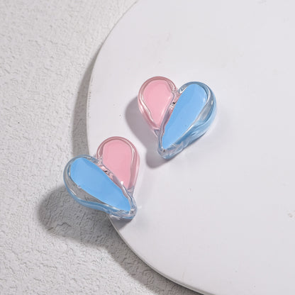 Clear Two-Tone Heart Acrylic Beads 18mm Glossy Enamel Finish 20pcs 7