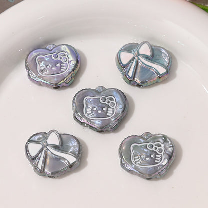 UV Plating Heart Acrylic Beads 20mm Cat Face Pastel Resin 10pcs 10