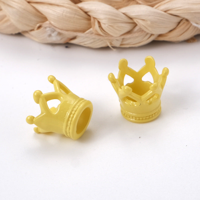 Painted Crown Acrylic Beads 12mm 14mm Hole Vibrant Pastel Colors 100pcs 7