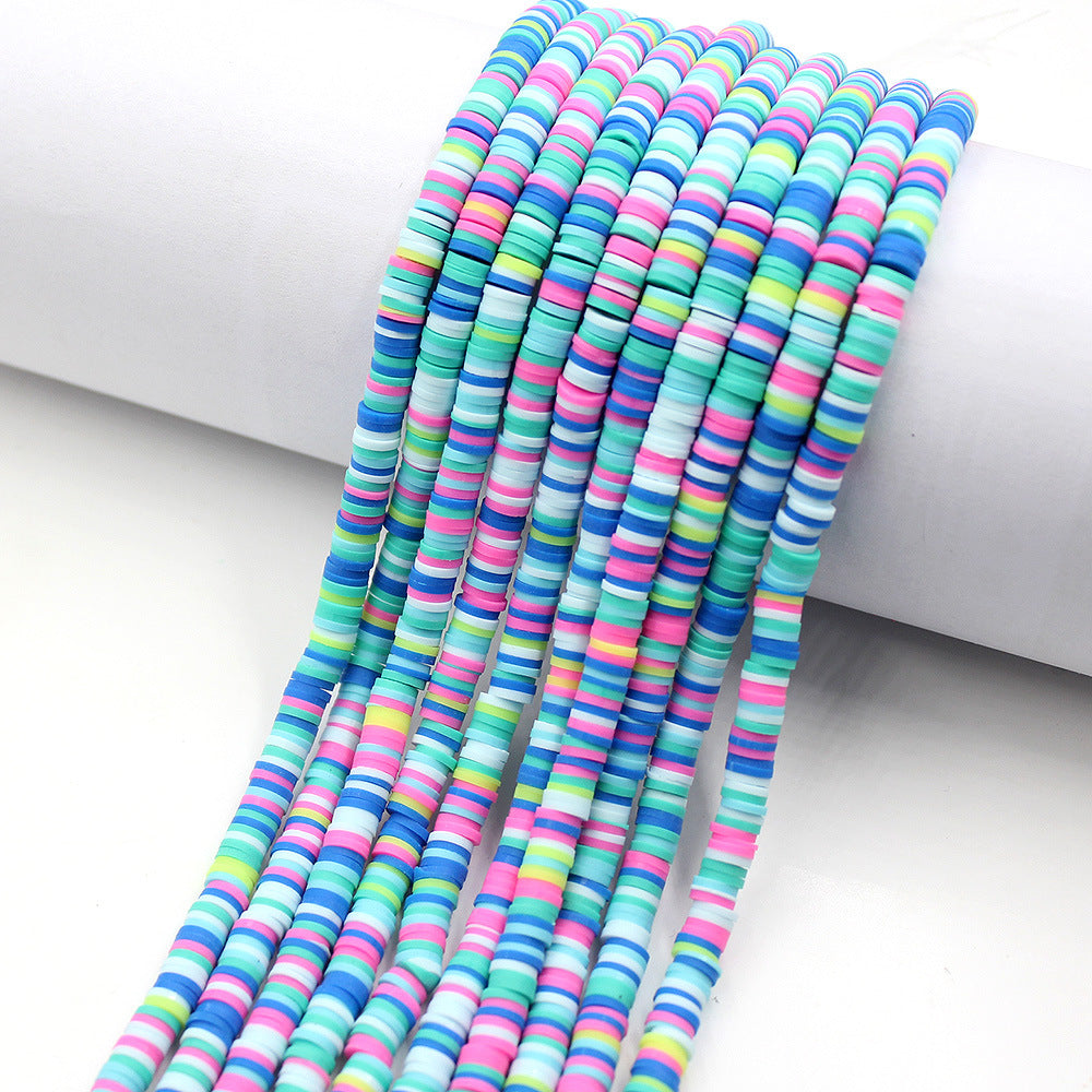 Flat Clay Beads 6mm Colorful Polymer Spacer Disc 10strands 39