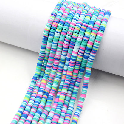 Flat Clay Beads 6mm Colorful Polymer Spacer Disc 10strands 39