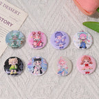 Cartoon Girl Pattern Acrylic Flat Beads 25mm Colorful Mixed 10pcs 4