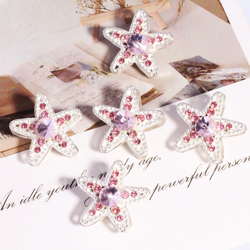 Double Sided Star Rhinestone Beads 21mm Alloy Encrusted 6pcs 12