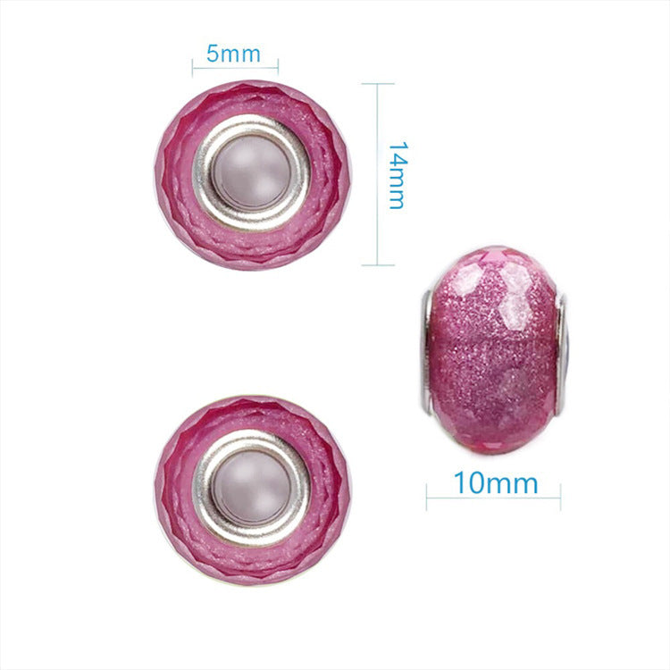 Faceted Glitter Resin Spacer Beads 14mm Mixed Colors 50pcs 3