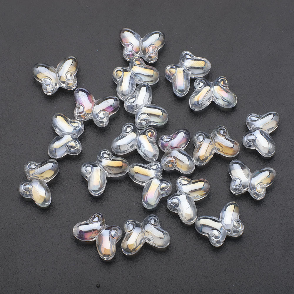 Butterfly Plated Transparent Glass Beads 10x14mm 20pcs 6
