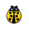 Seven-Spotted Ladybug Silicone Focal Beads Wholesale, Rounded Shape Insect Design Black Accents, 22 x 27 mm