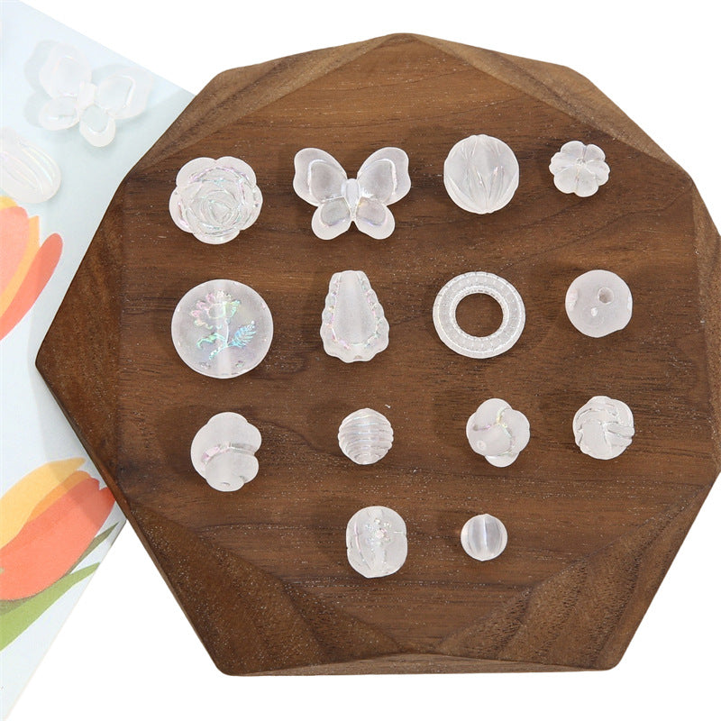 Semi-transparent Frosted Acrylic Beads Matte Finish Mixed Shapes 5