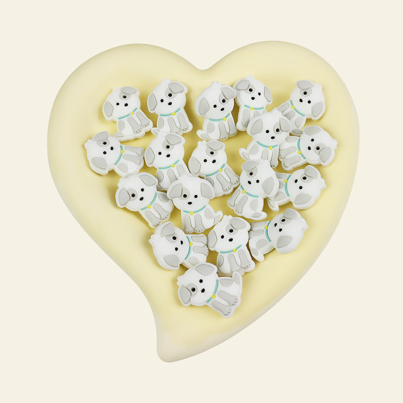 Silicone Focal Beads Puppy Sitting Pose 20pcs 6