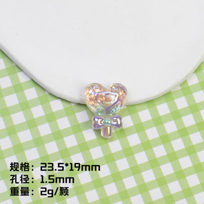 Plating Glitter Faceted Heart Lollipop Resin Beads 23.5x19mm 20pcs 9