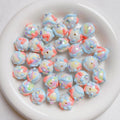 Hand Painted Rhinestone Flower Acrylic Round Beads 16mm 5pcs 17
