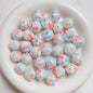 Hand Painted Rhinestone Flower Acrylic Round Beads 16mm 5pcs 17