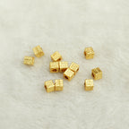 Square Metal Beads 4.5mm Matte Gold Wave Line Pattern 50pcs 5