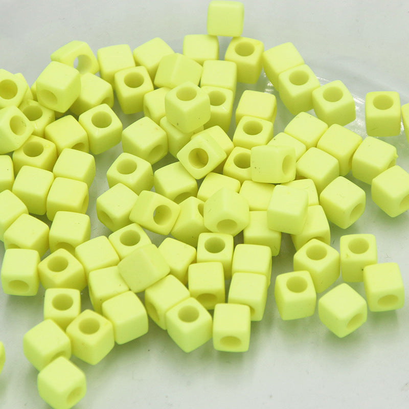 Square Acrylic Beads 7mm Large Hole Chunky Mixed Colors 100pcs 5