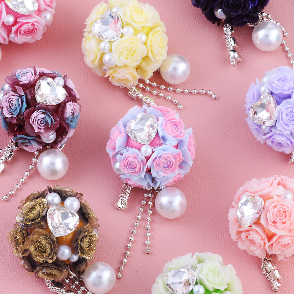 Flower Cluster Round Clay Beads 22mm Tassel Rose Gem 5pcs 2
