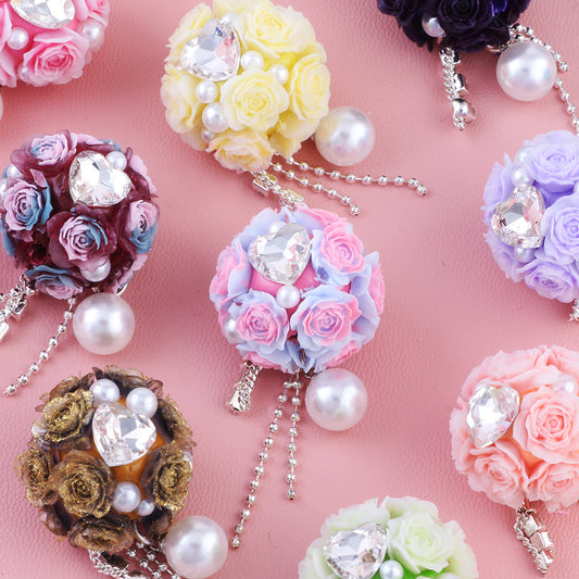 Flower Cluster Round Clay Beads 22mm Tassel Rose Gem 5pcs 2