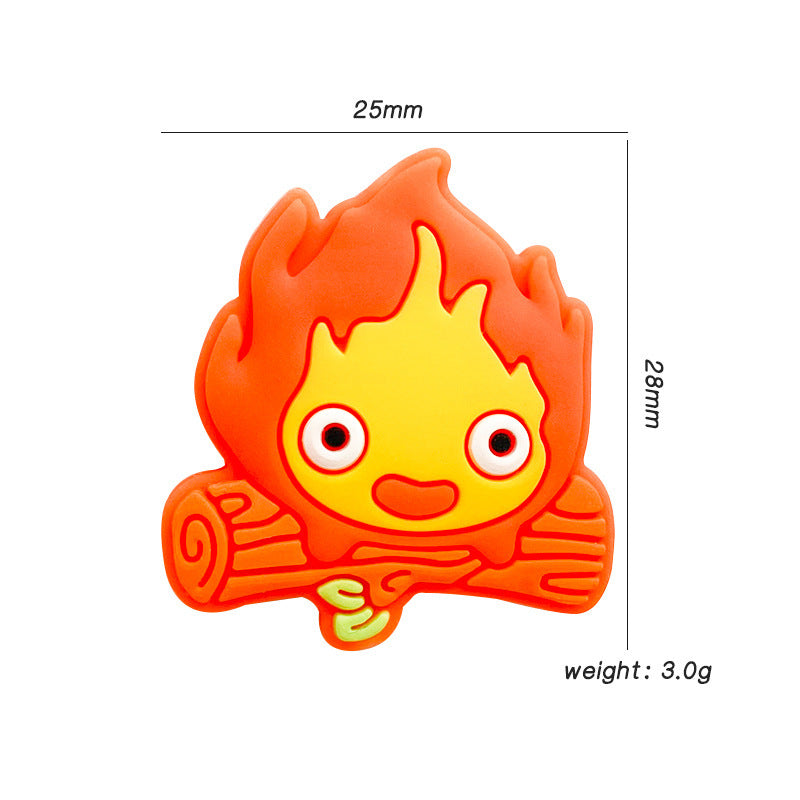 Silicone Focal Beads Small Fire Flame Character on Logs 20Pcs 2