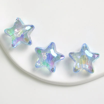 Transparent UV Plating Faceted Pentagram Love Acrylic Beads 19-20mm 50pcs 8