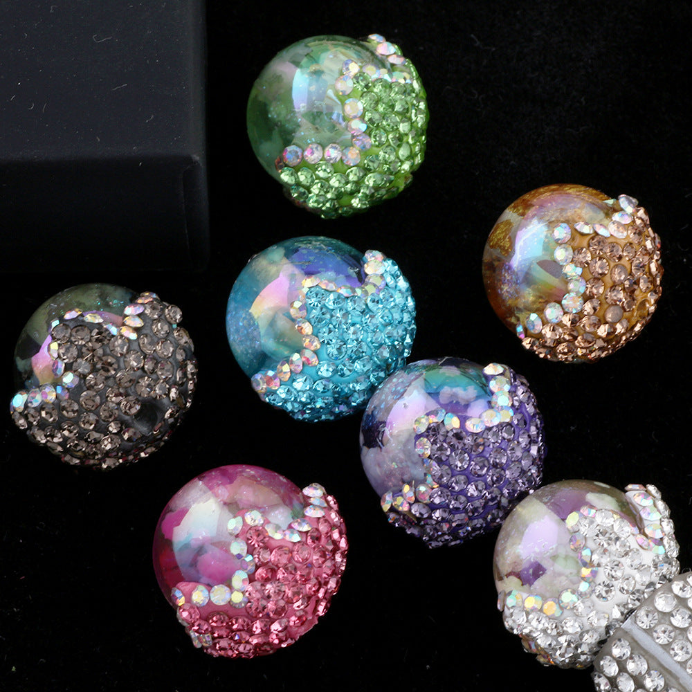 Embellished Bubblegum Beads 20mm Crown Claw Rhinestone Cloud Glossy 6pcs