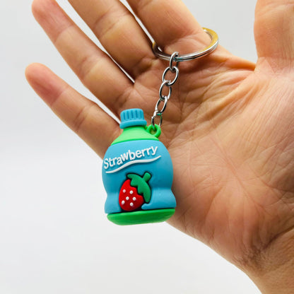PVC Drip Drink Bottle Keychain Colorful Soft Material Charm 10