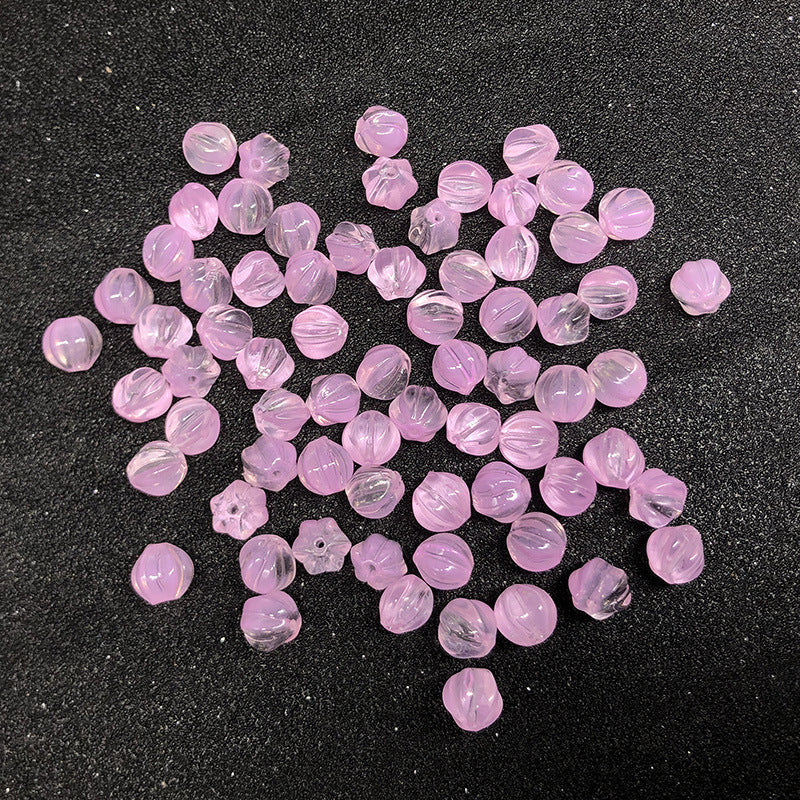 Czech Glass Beads Pumpkin 8mm Pastel Glow Grooved 100pcs 7