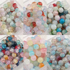 Crackle Glass Beads 10mm Gradient Pastel Colors 60pcs
