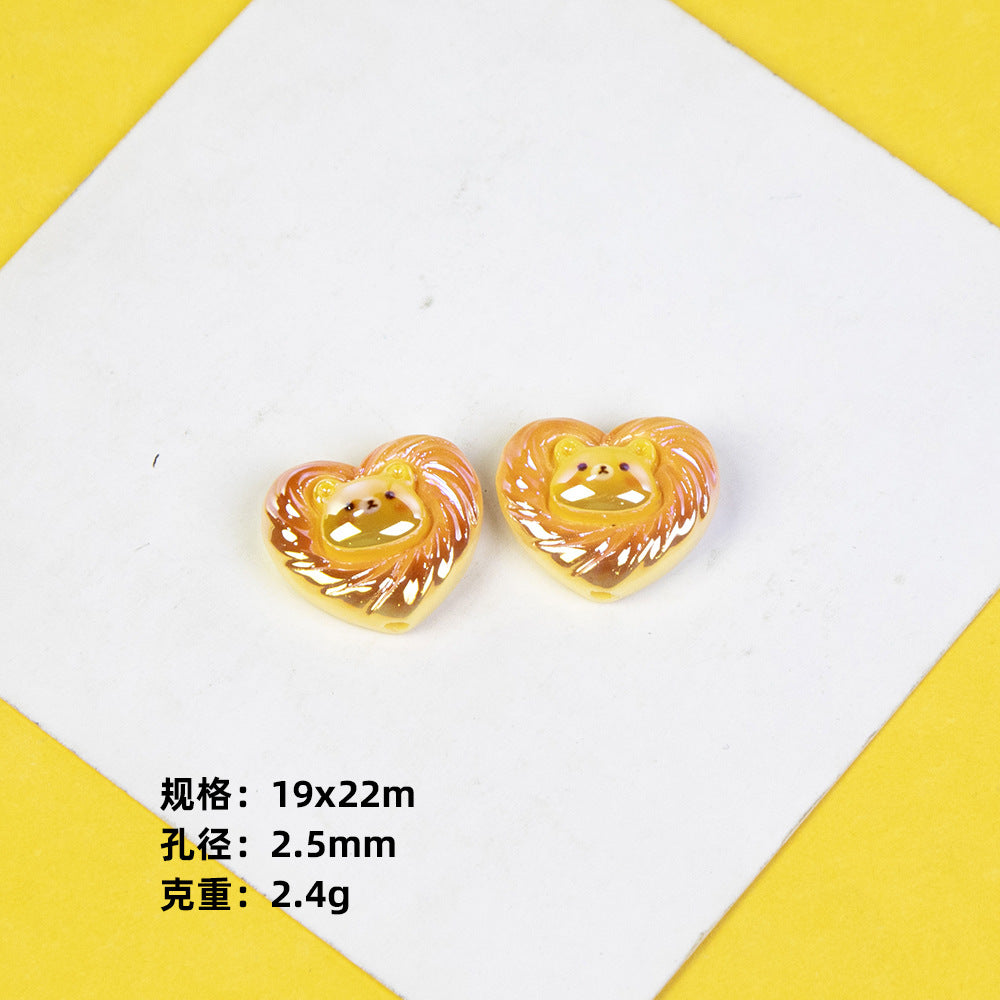 Plating Small Animal Bread Series Resin Beads Glossy Golden Brown 20pcs 8