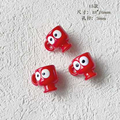 Personification Cup Acrylic Beads 18mm Enamel Glossy 6pcs 17