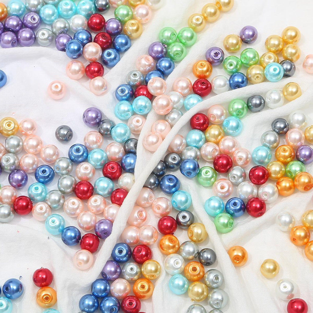 Pearl Round Glass Beads 10mm Luminous Mixed Colors 40pcs 3