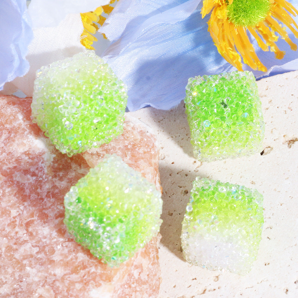 Gradient Acrylic Square Beads 16mm Granulated Sugar Texture 5pcs 6