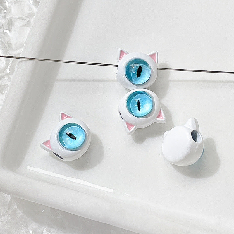 Cat Eye and One-Eyed Beast Metal Beads 10mm Baking Painted 10pcs 6