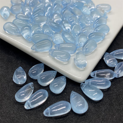 Czech Glass Beads Teardrop 8mm 14mm Glossy Purple Pink Iridescent 100pcs 18
