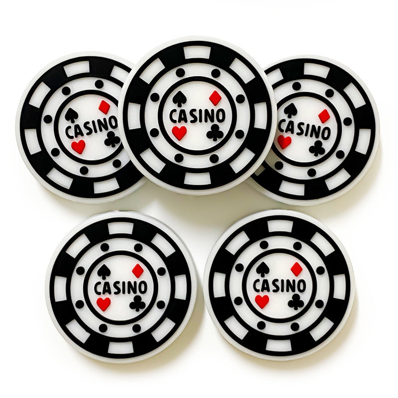 Silicone Focal Beads Casino Chip With Casino Text 20pcs 2