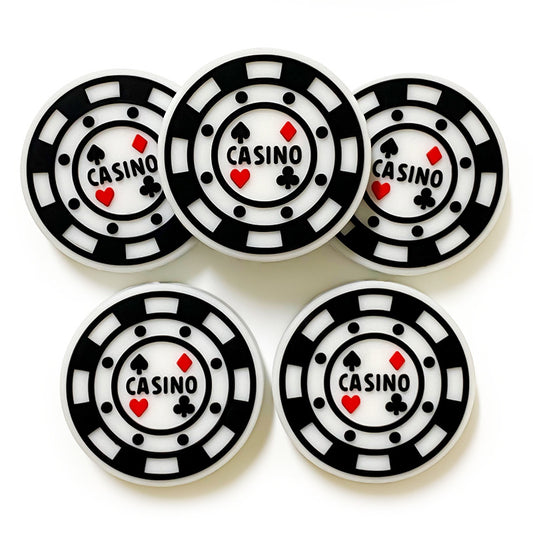 Silicone Focal Beads Casino Chip With Casino Text 20pcs 2