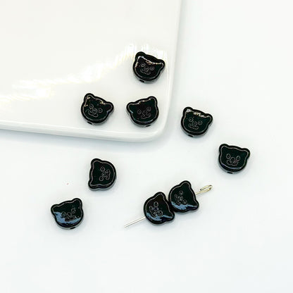 Teddy Bear Metal Beads 10mm Glossy Painted Alloy 10pcs 18