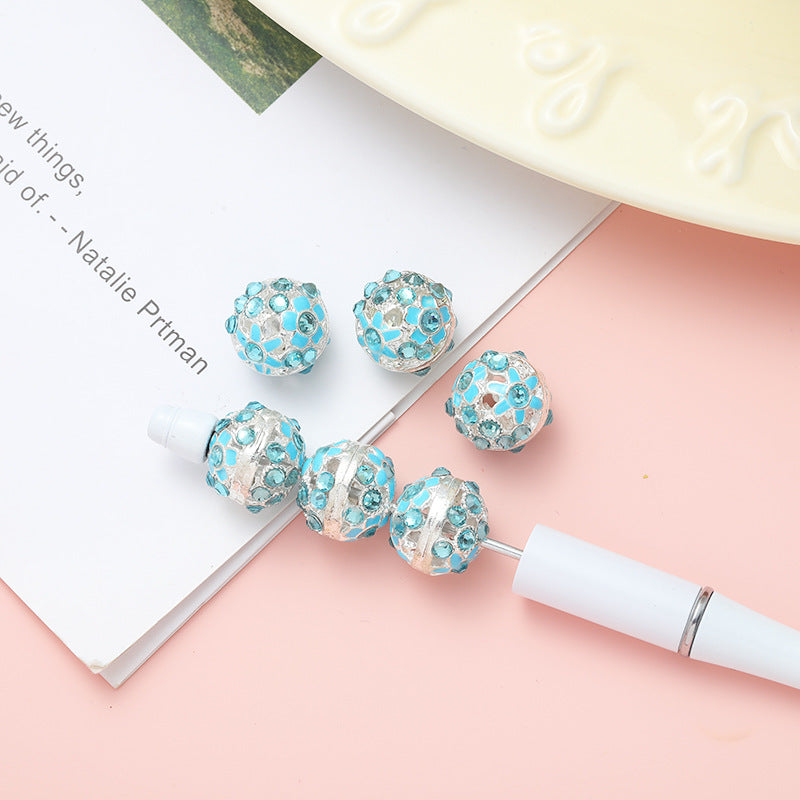 Round Rhinestone Beads 16mm Clustered Crystal Alloy 10pcs 4
