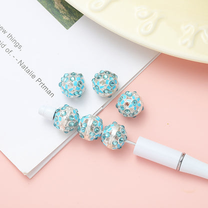 Round Rhinestone Beads 16mm Clustered Crystal Alloy 10pcs 4