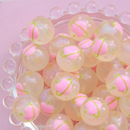 Painted Smiley Face Acrylic Beads 16mm Glow In The Dark 10pcs 14