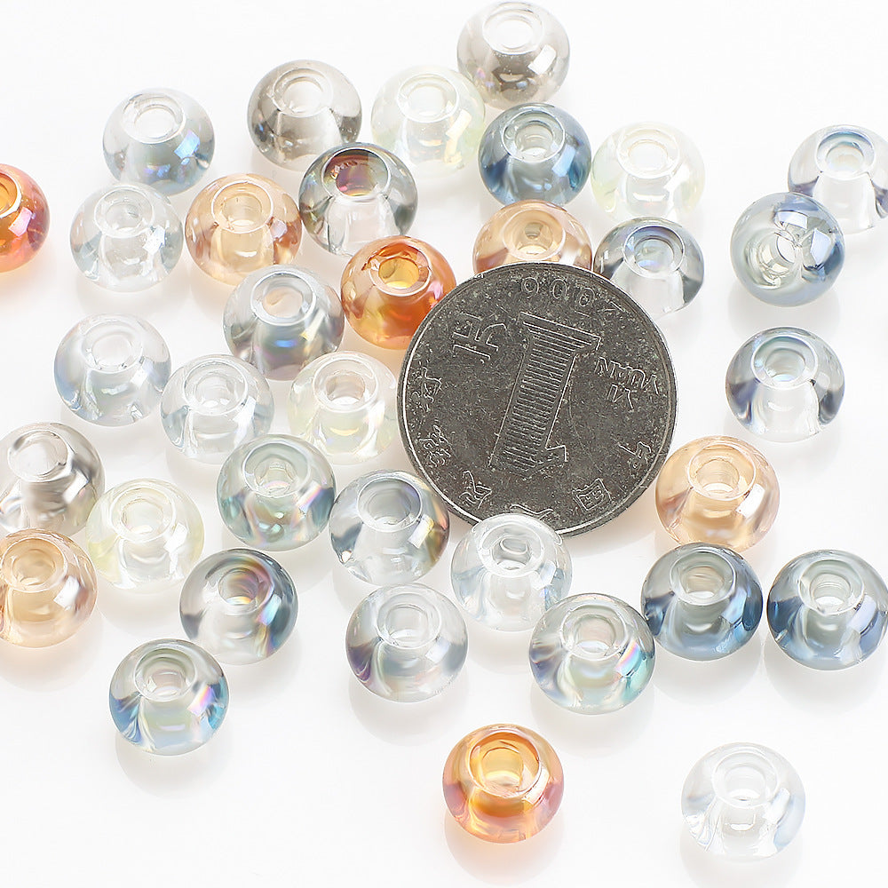 Glass Smooth Spacer Beads 8mm 10mm Large Hole Electroplated 50pcs 4