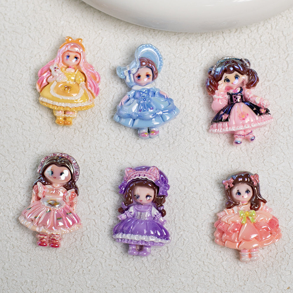 Plating Princess Lolita Series Resin Beads Glossy Pastel Colors 10pcs
