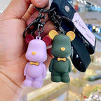 Silicone Bear Couple Keychain Nordic Style Soft Bow Tie Charm 4