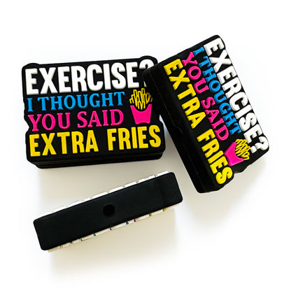 Silicone Focal Beads French Fries Colorful Text on Black 20pcs 3