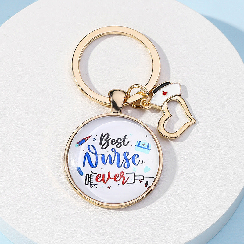 Metal Nurses Day Keychain Heart Nurse Cap Medical Theme 6