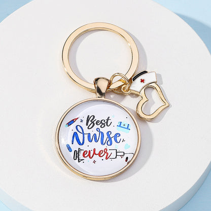 Metal Nurses Day Keychain Heart Nurse Cap Medical Theme 6
