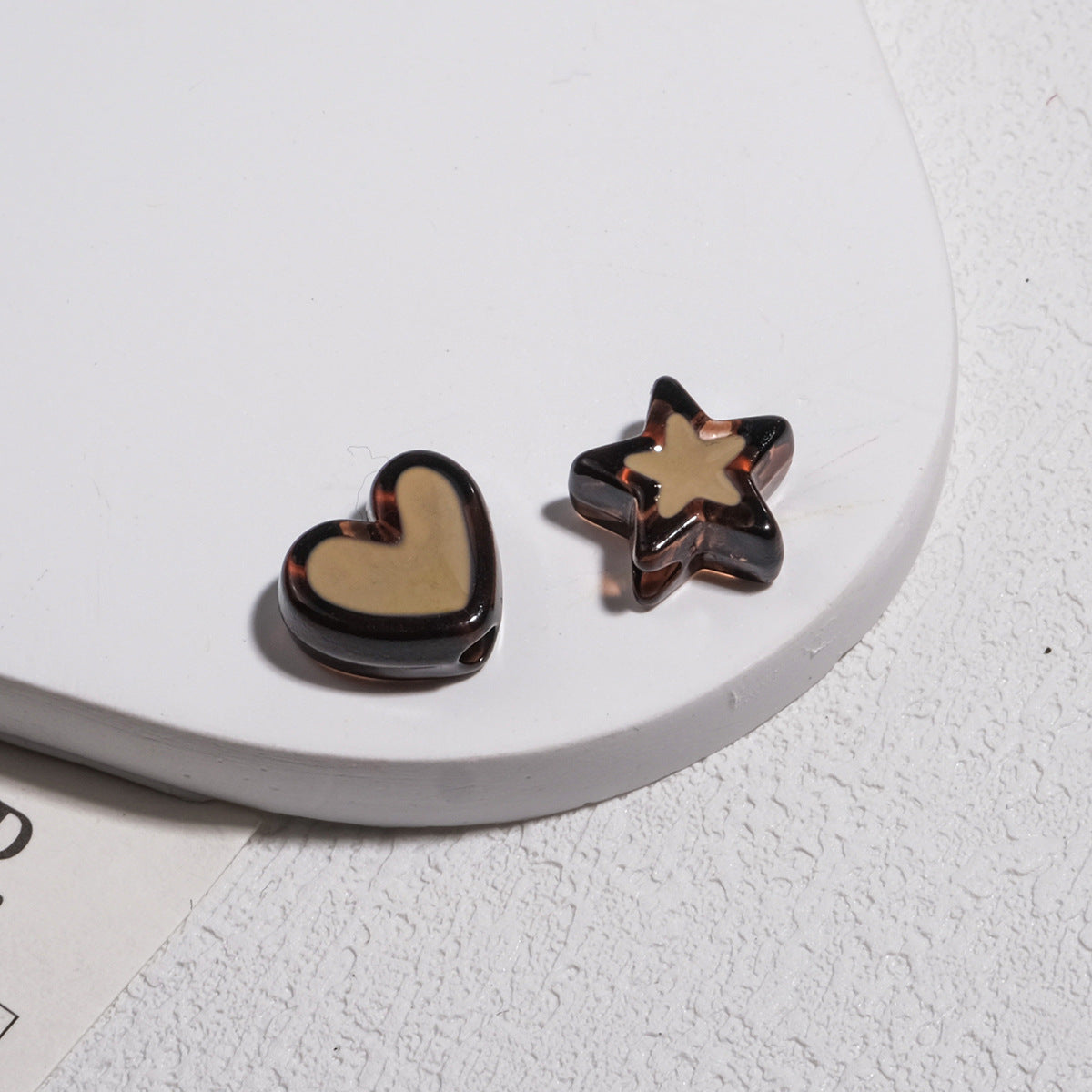 Double Sided Star & Heart Acrylic Beads 11mm Enamel Glossy 50pcs 6