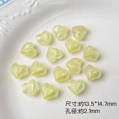 Faceted Glitter Heart Acrylic Beads 14mm Colorful Mixed 30pcs 10