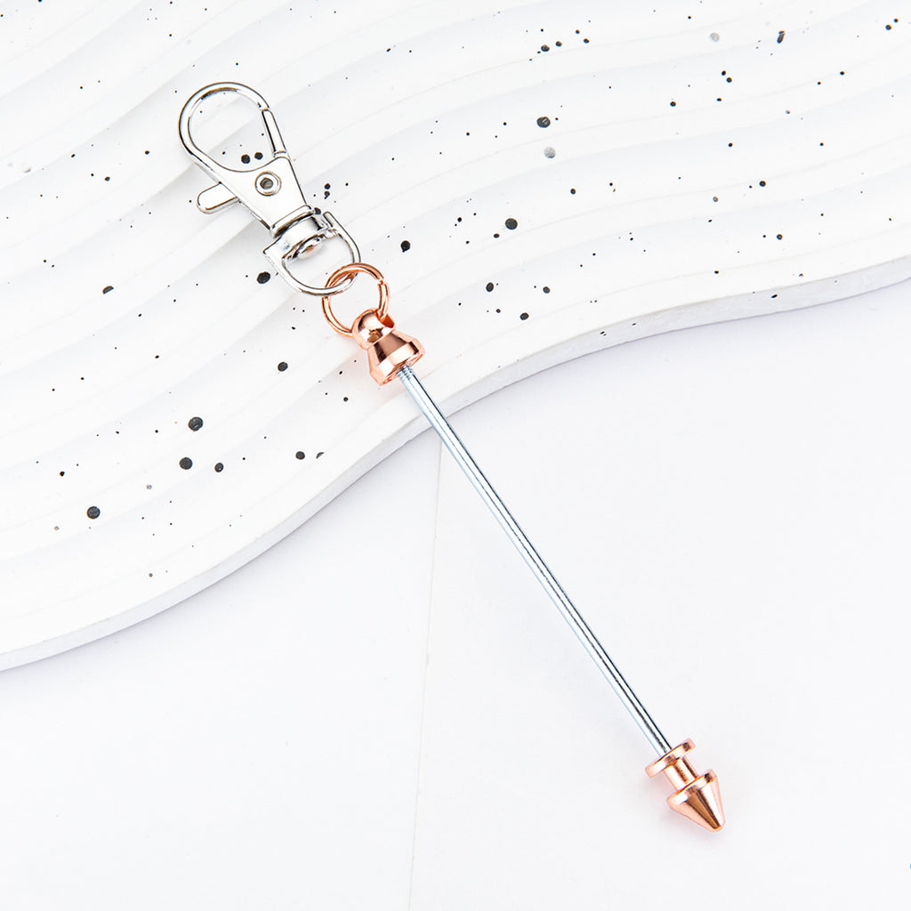 Beadable Keychain Metal Conical Bullet Shape Rose Gold Silver Gun Gray Black 6