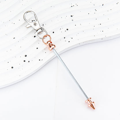 Beadable Keychain Metal Conical Bullet Shape Rose Gold Silver Gun Gray Black 6