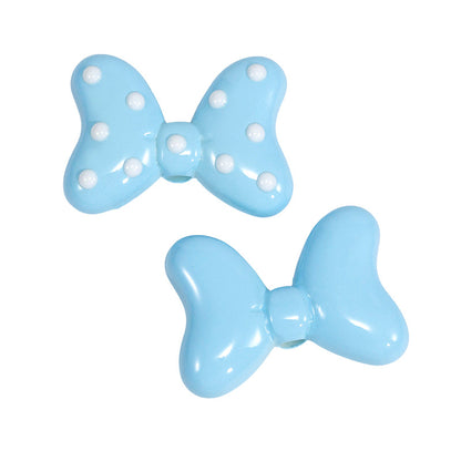 Sweet Polka Dotted Bow Acrylic Beads 29mm Colorful Mixed 10pcs 18